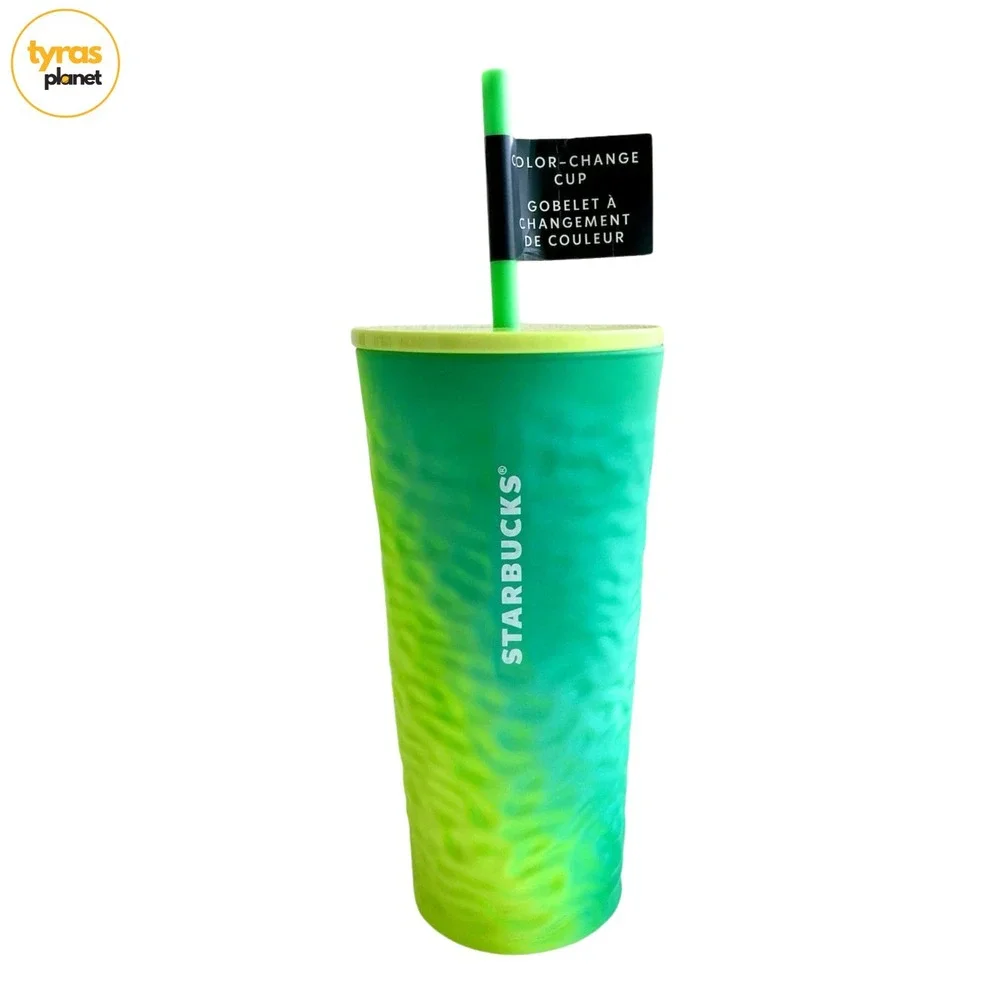 Starbucks Summer 2025 Color Changing Textured 18 Oz Glass Cup | Blue & Green NEW
